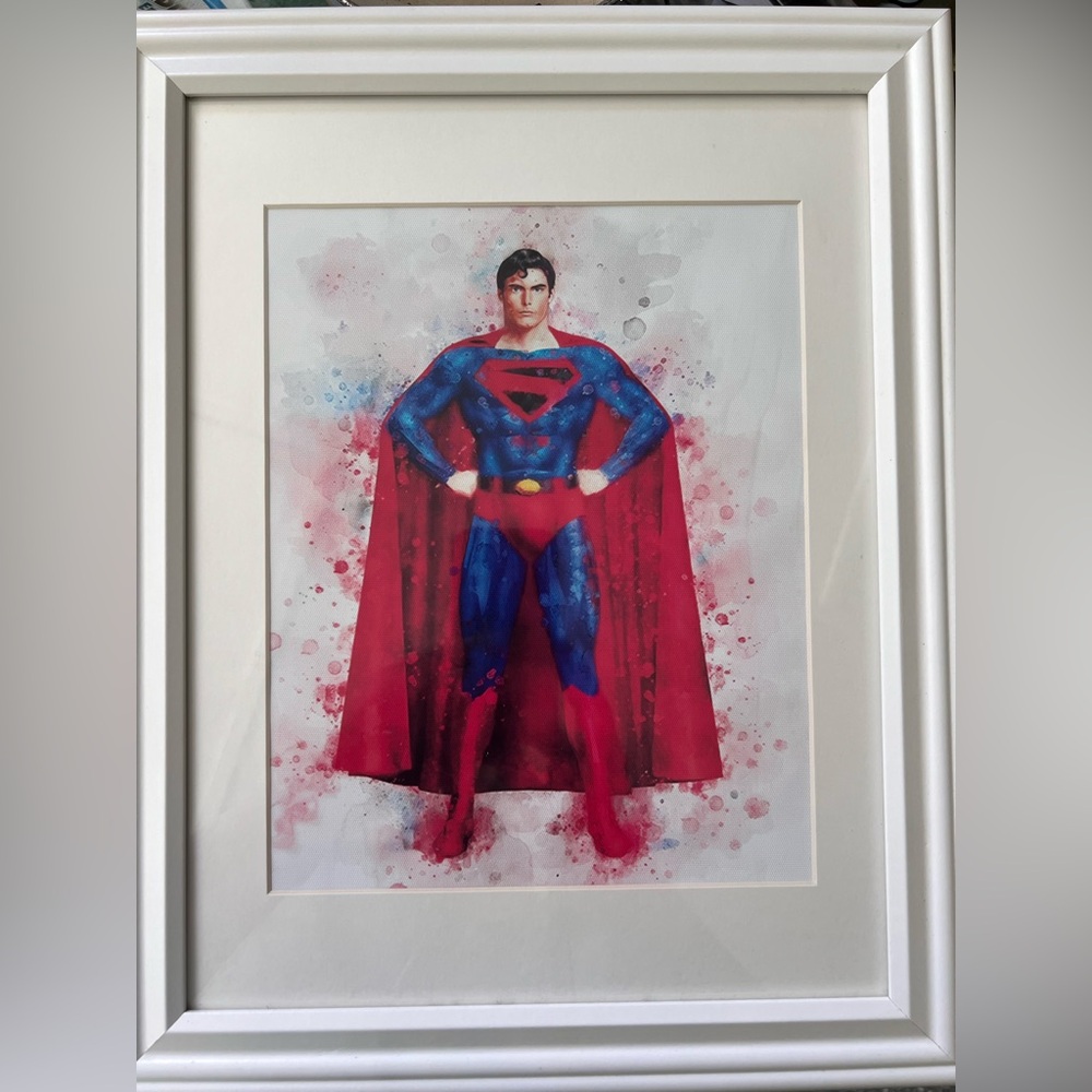 Superman Framed Art Print - Red & Blue Hero